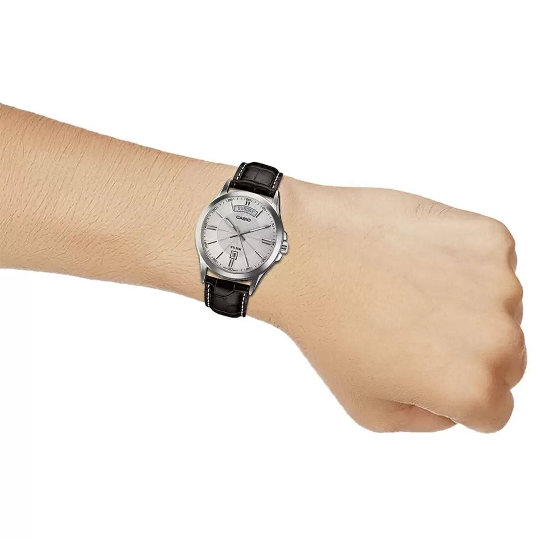 ENTICER MEN  MTP-1381L-7AVDF Brown Leather Watch A845