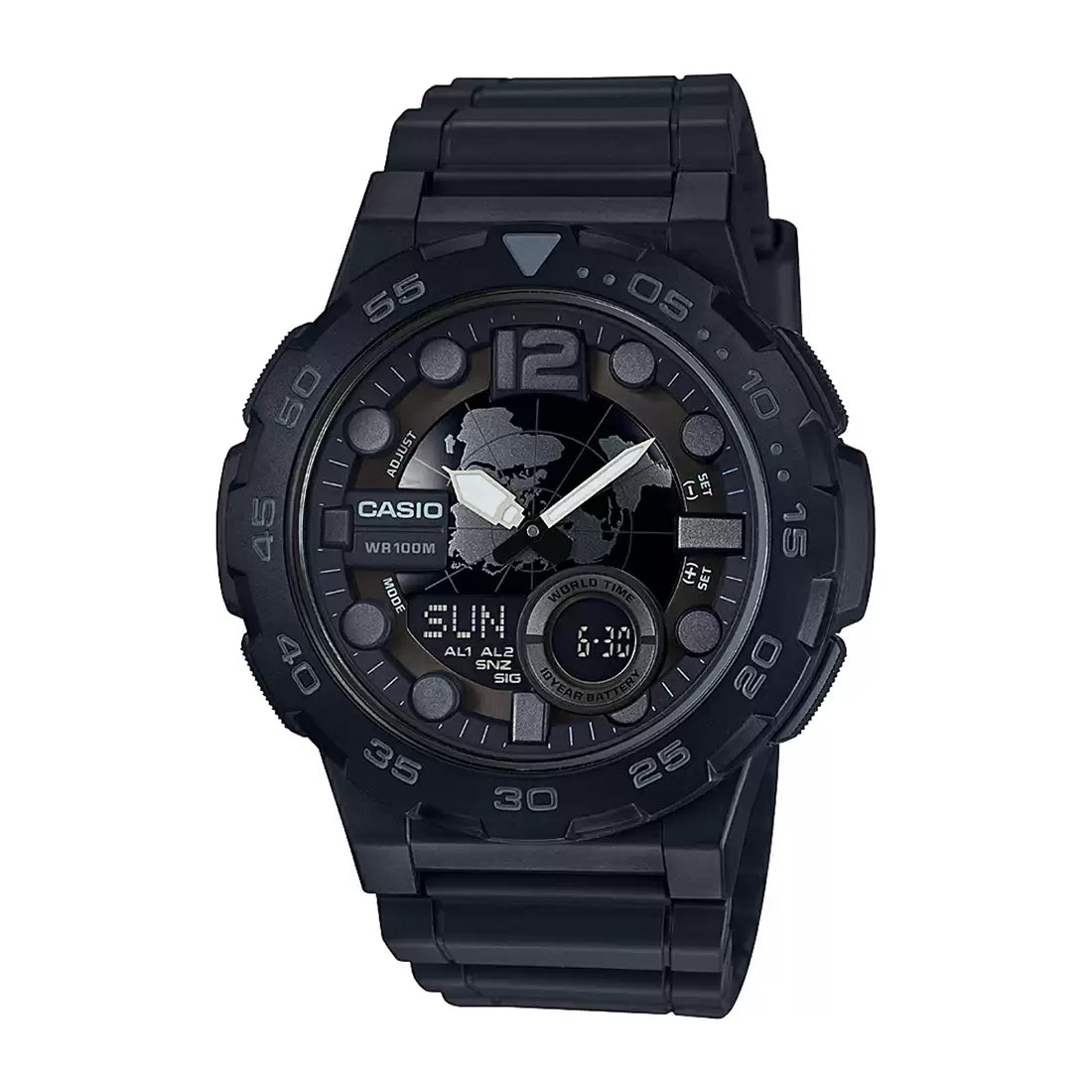 Casio YOUTH AEQ-100W-1BVDF - AD217 Black Analog-Digital - Men's Watch