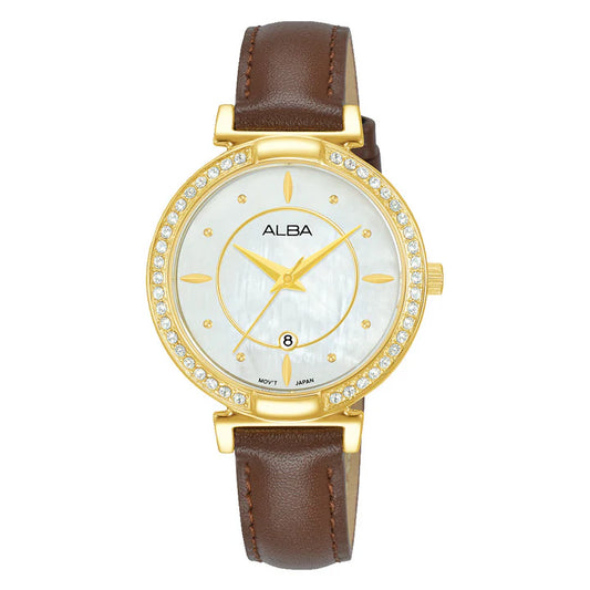 ALBA White+Gold Mother of Pearl Ladies Watch - AH7BF8X1