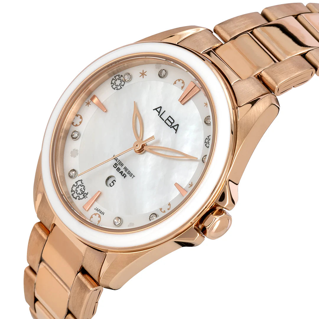 ALBA Pearly White Butterfly Dial Women's Watch AH7DV0X1