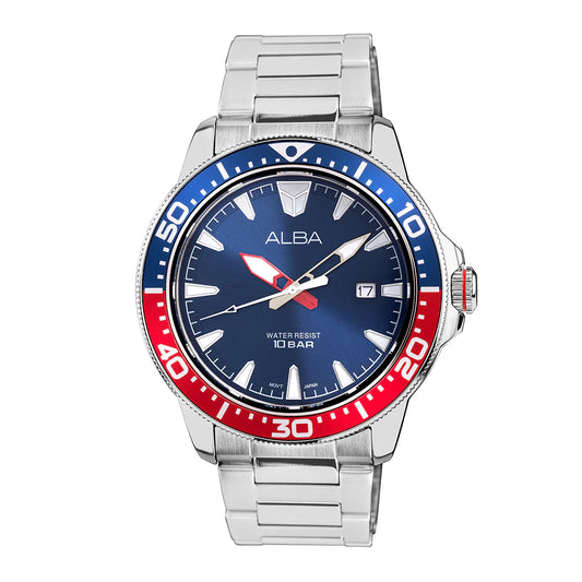 ALBA Blue & Red Dial Quartz Men's Watch - AS9T97X1