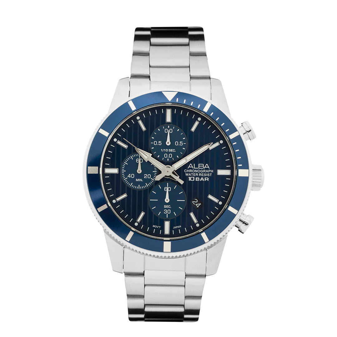 ALBA Blue Patterned Dial Chronograph Men's Watch AM3955X1