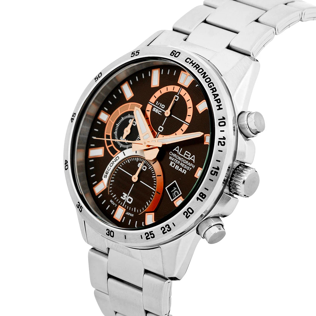 ALBA Walnut Brown Dial Chronograph Men's Watch - AM3967X1