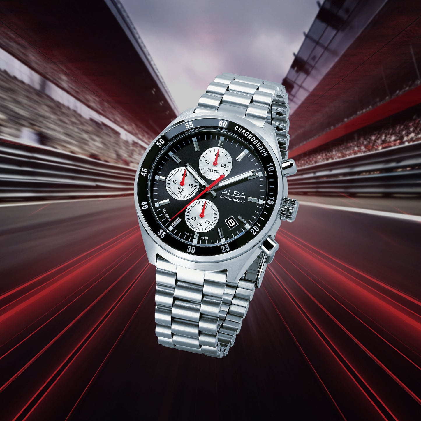 ALBA 43mm Black Active Quartz Chronograph Men AM3A33X1