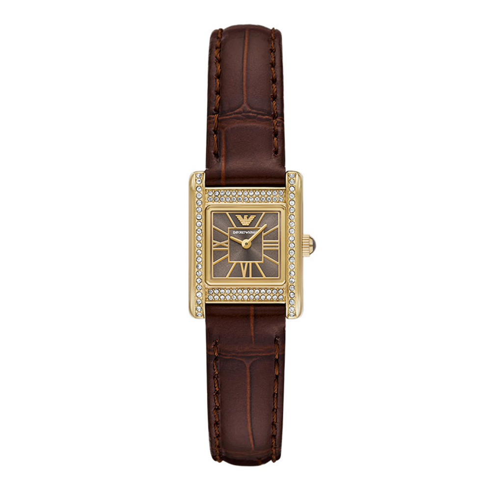 Emporio Armani Brown Rectangular Dial Analog Women Watch AR11705