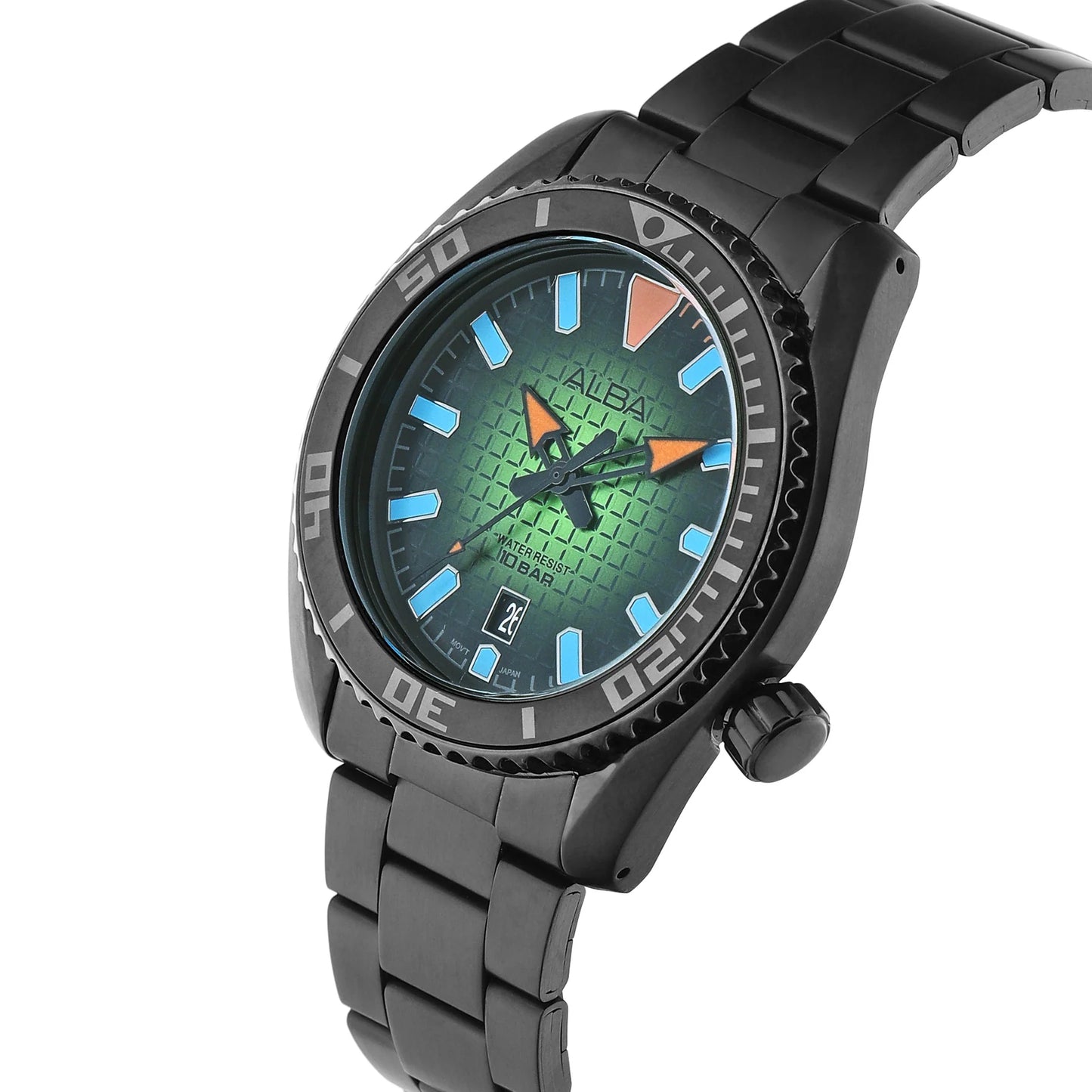 ALBA Green Gradation Textured Dial Tokyo Neon Men's Watch - AS9N93X1