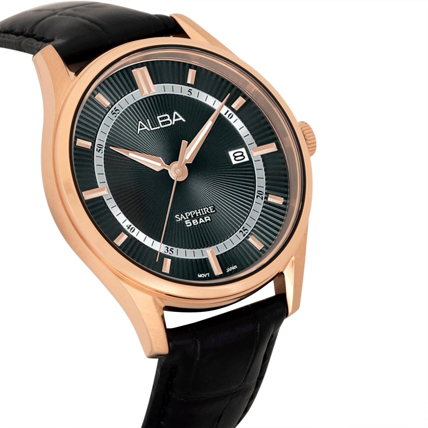 ALBA Asterix Black Dial with Black Leather Strap Men's Watch AS9R22X1