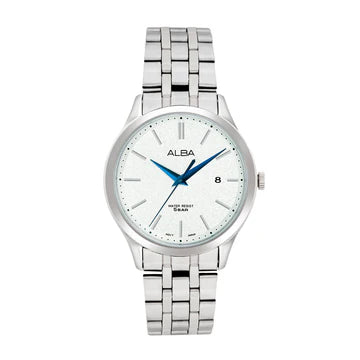 ALBA White Marble Dial with Silver Metal Straps Men's Watch AS9R35X1