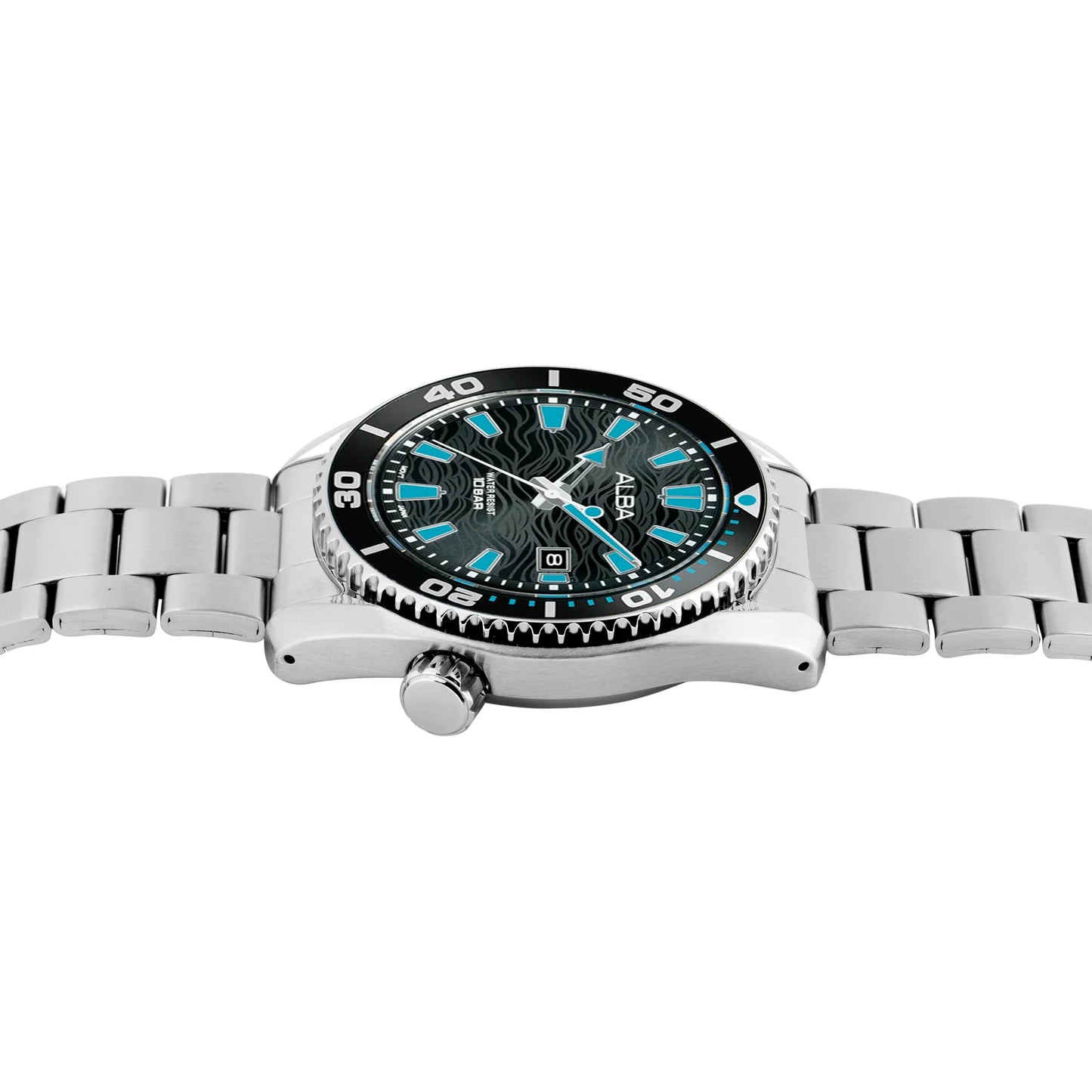 ALBA Black Surf Dial with Black+Blue Rotating Bezel Men's Watch - AS9R71X1