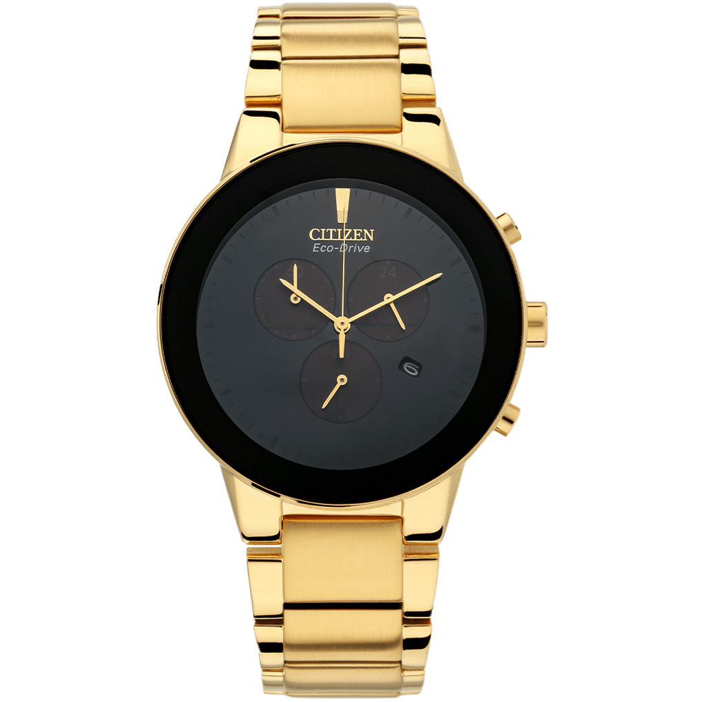 Citizen Eco-Drive Black Dial St Steel Bracelet Men's Watch - AT2242-55E