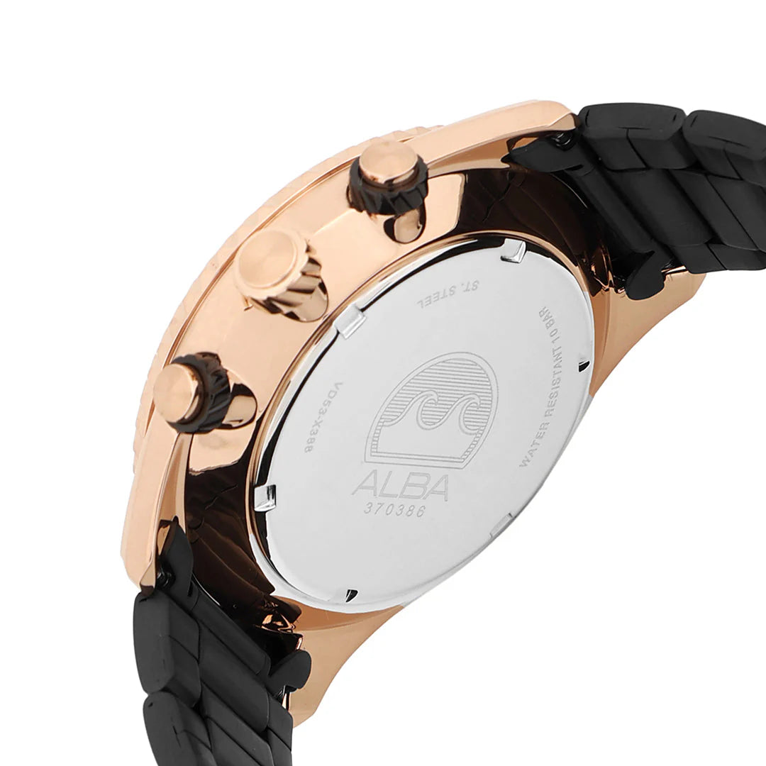 ALBA Black-Gold Dial Chronograph Men's Watch - AT3H80X1