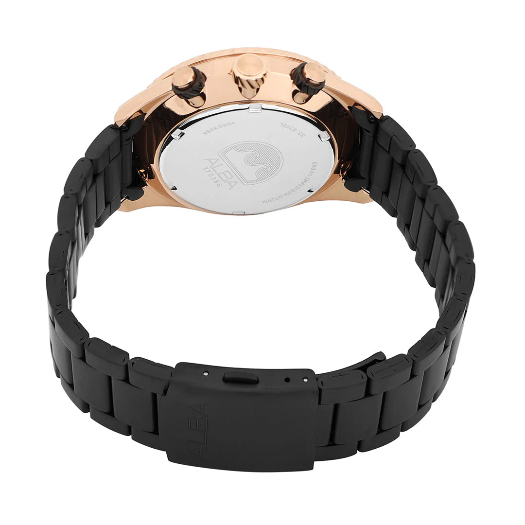 ALBA Black-Gold Dial Chronograph Men's Watch - AT3H80X1