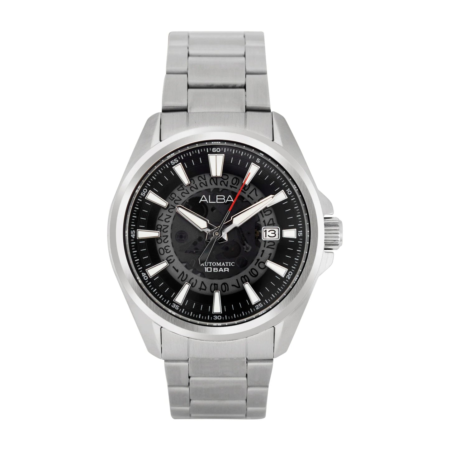 ALBA Black Skeleton Dial Watch with White Hands Automatic Men's Watch - AU4031X1