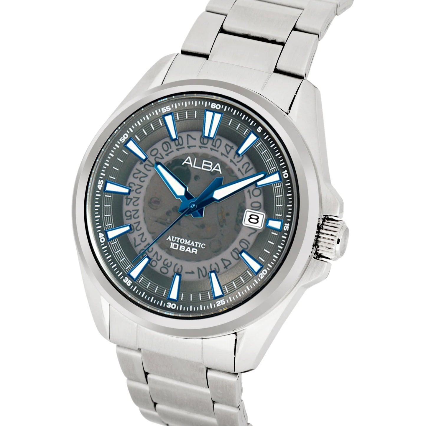 ALBA Black Skeleton Dial with Blue Hands Automatic Men's Watch - AU4033X1