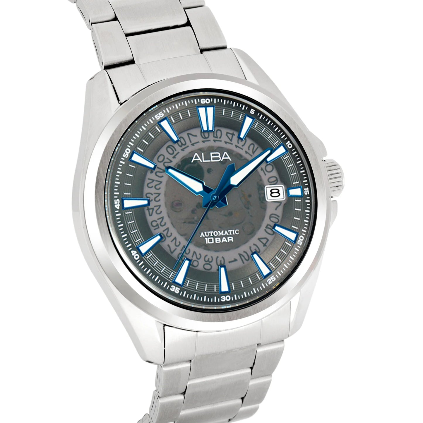 ALBA Black Skeleton Dial with Blue Hands Automatic Men's Watch - AU4033X1