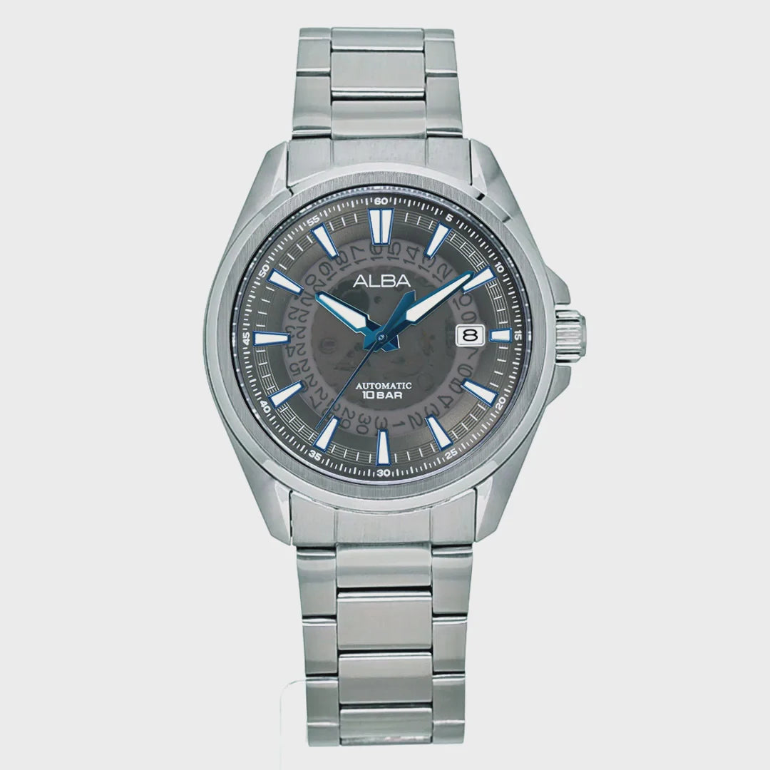 ALBA Black Skeleton Dial with Blue Hands Automatic Men's Watch - AU4033X1