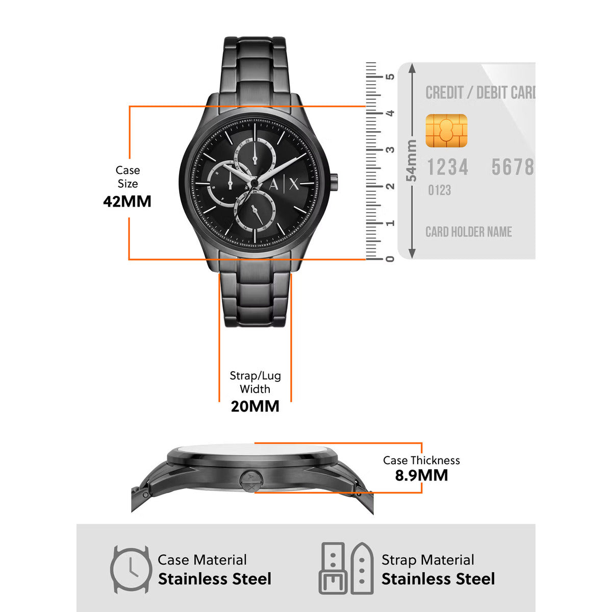 Armani Exchange Chronograph Black Dial Analog Men Watch With Bracelet AX7154SET