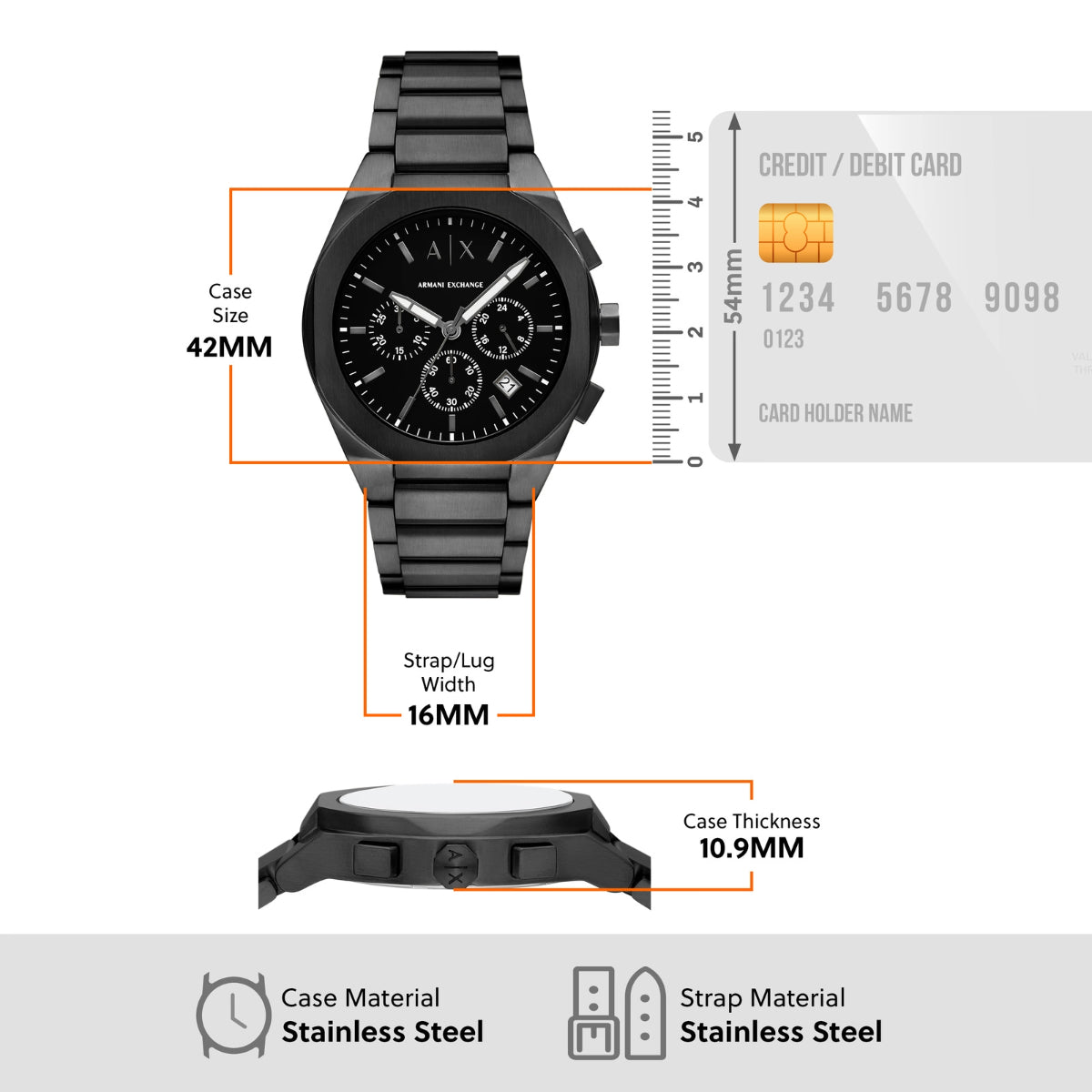 Armani Exchange Black Round Dial Chronograph Analog Men Watch AX4183