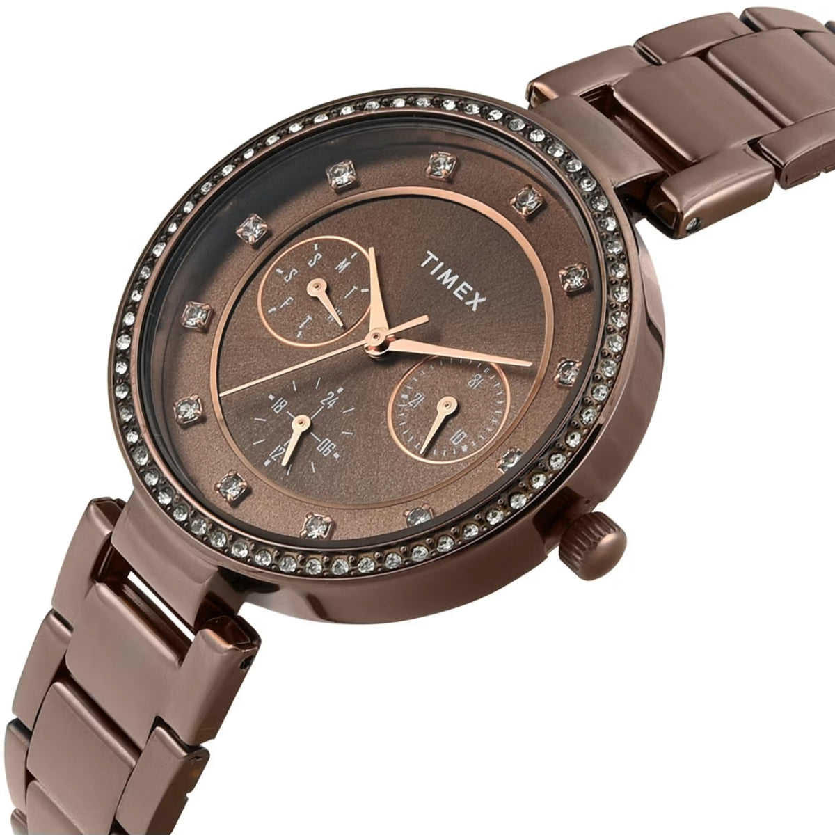Timex Quartz Brown Round Dial Analog Women's Watch TWEL18722