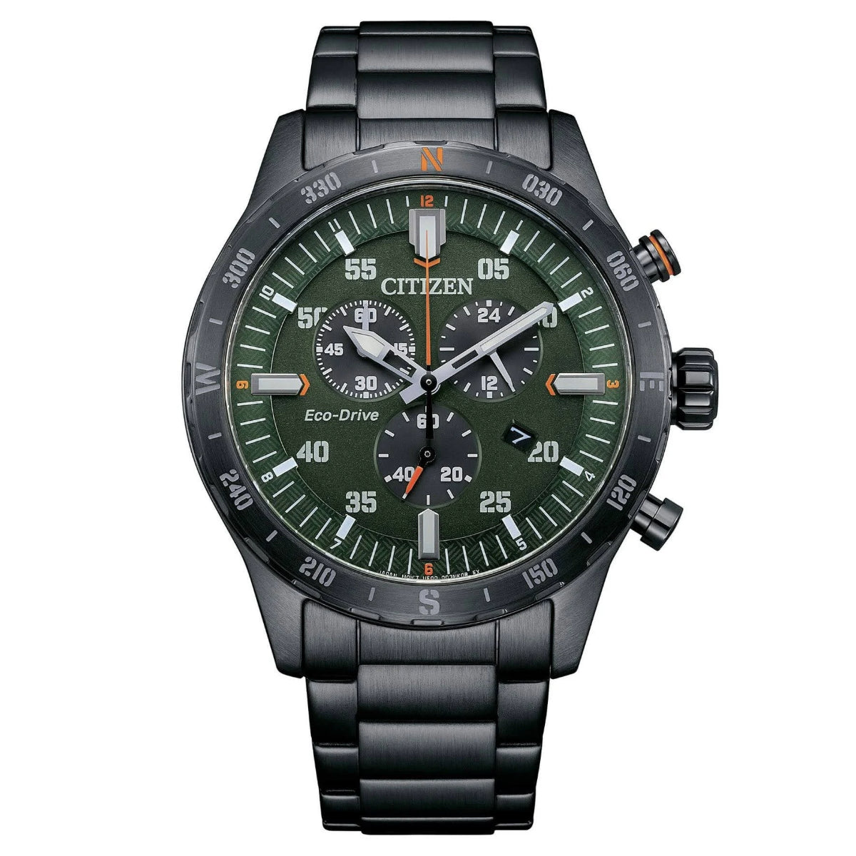 Citizen Eco-Drive Green Dial Stainless Steel Bracelet Men's Watch - AT2527-80X