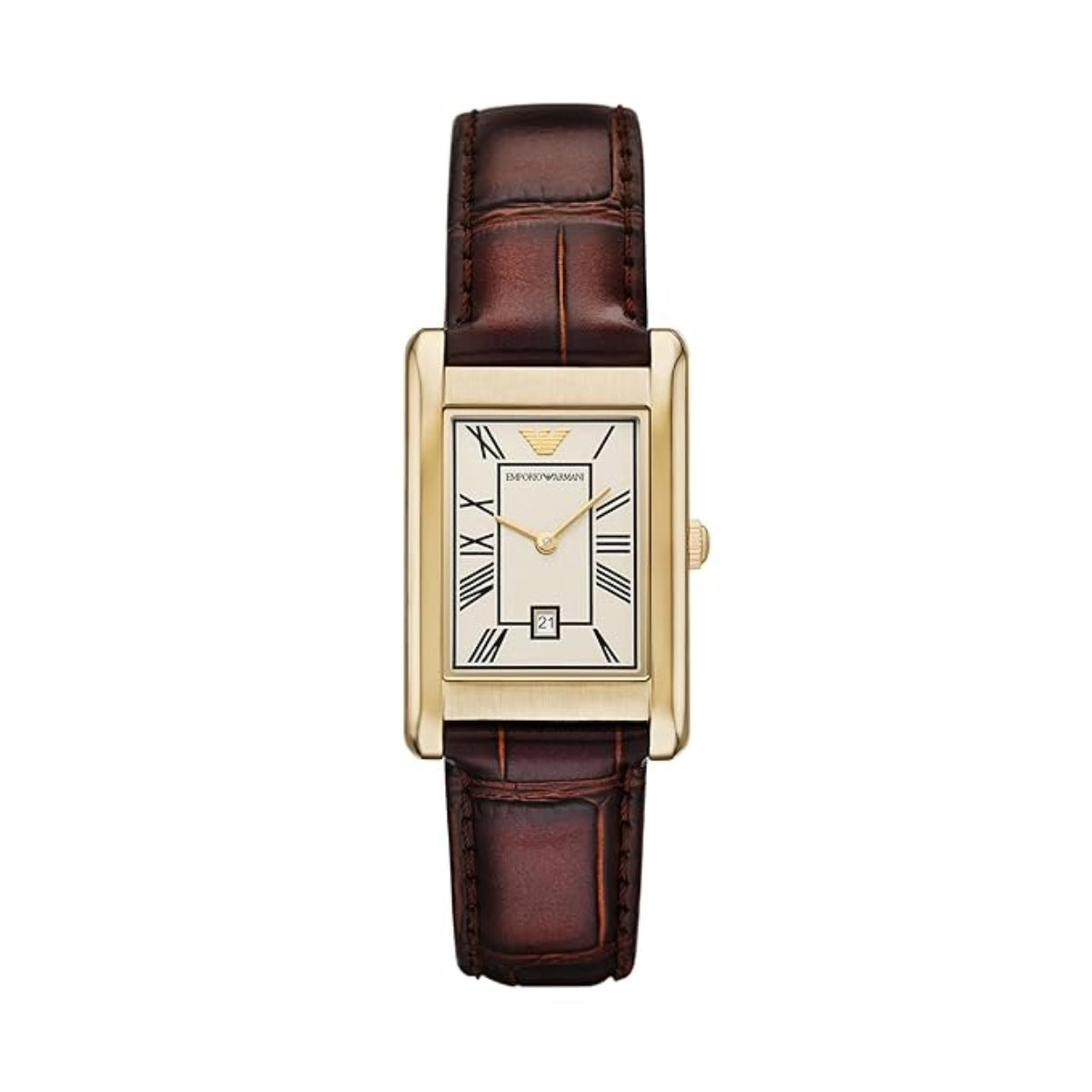 Emporio Armani Two-Hand With Date Brown Leather Watch Men Watch AR11665