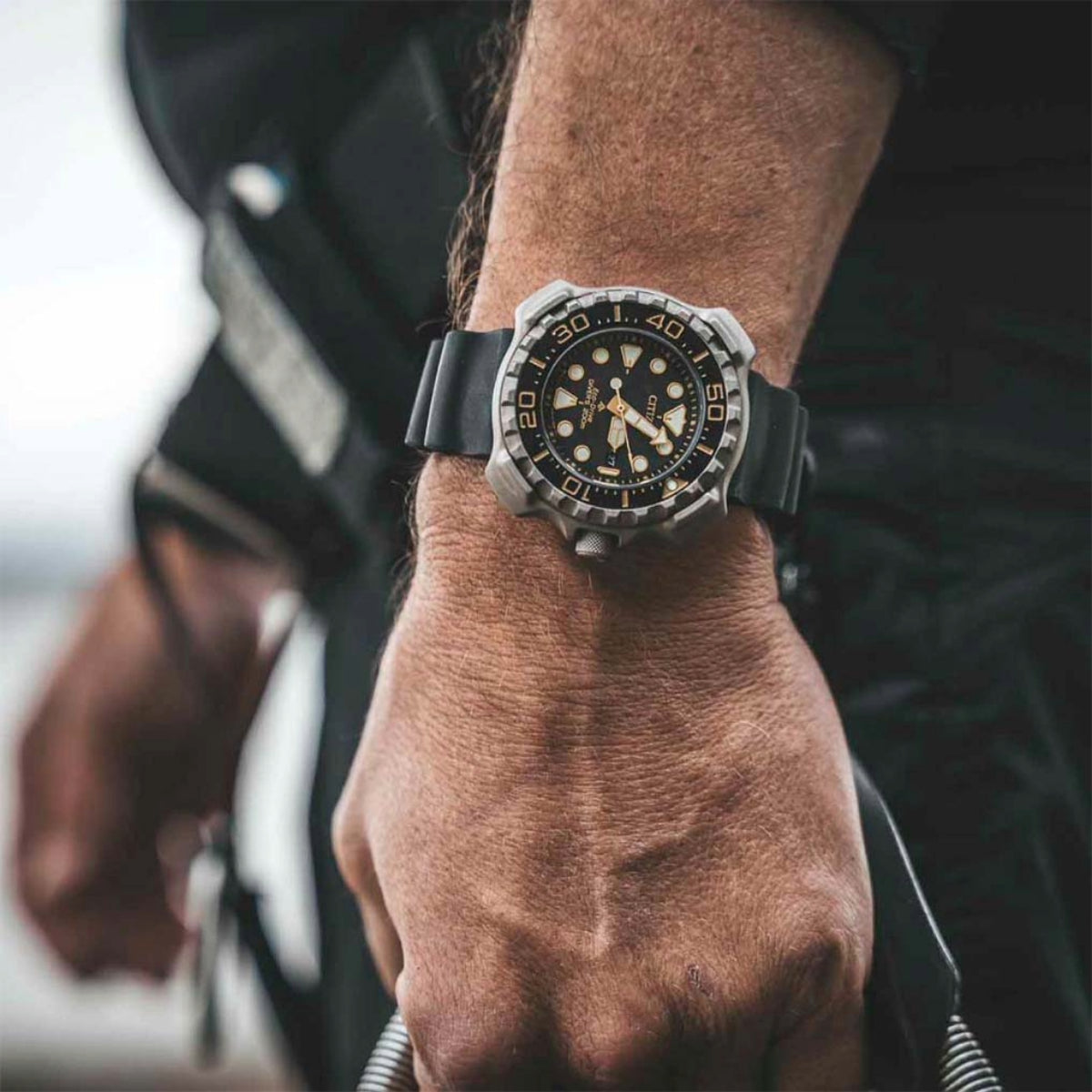 Citizen Eco-Drive Black Dial Analog Polyurethane Men Watch - BN0220-16E