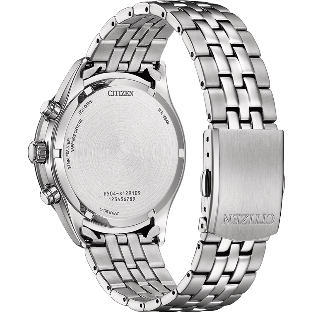 Citizen Eco-Drive Black Dial Stainless Steel Bracelet Men's Watch - AT2570-56E