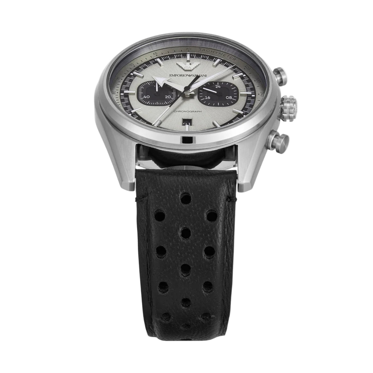Emporio Armani Two Tone Dial Chronograph Leather Strap Men Watch AR11677