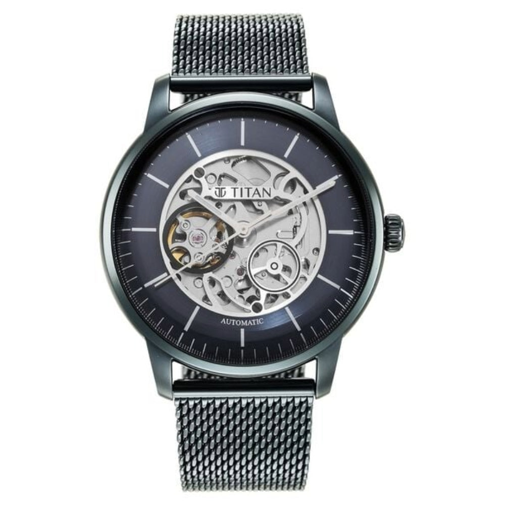 Titan Skeletal Automatic Blue Dial Watch for Men NS90110QM01