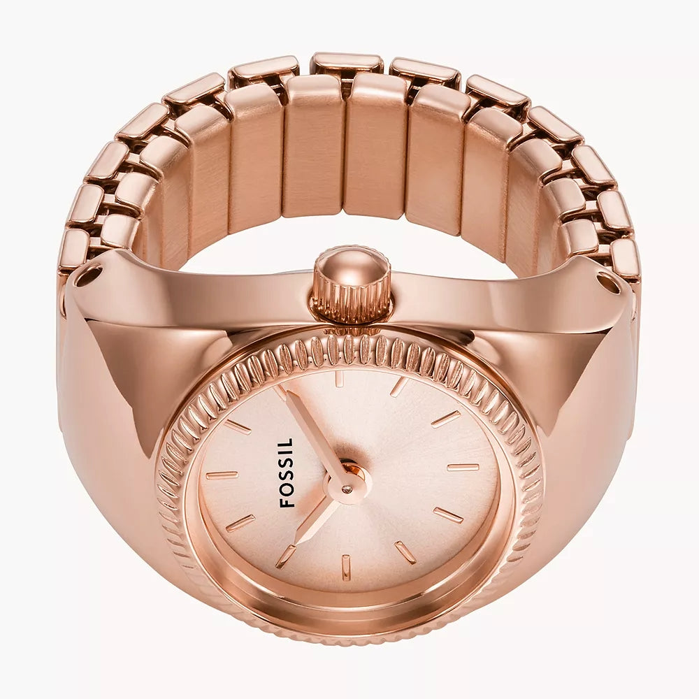 Fossil Two-Hand Rose Gold-Tone Stainless Steel Women Ring Watch ES5247