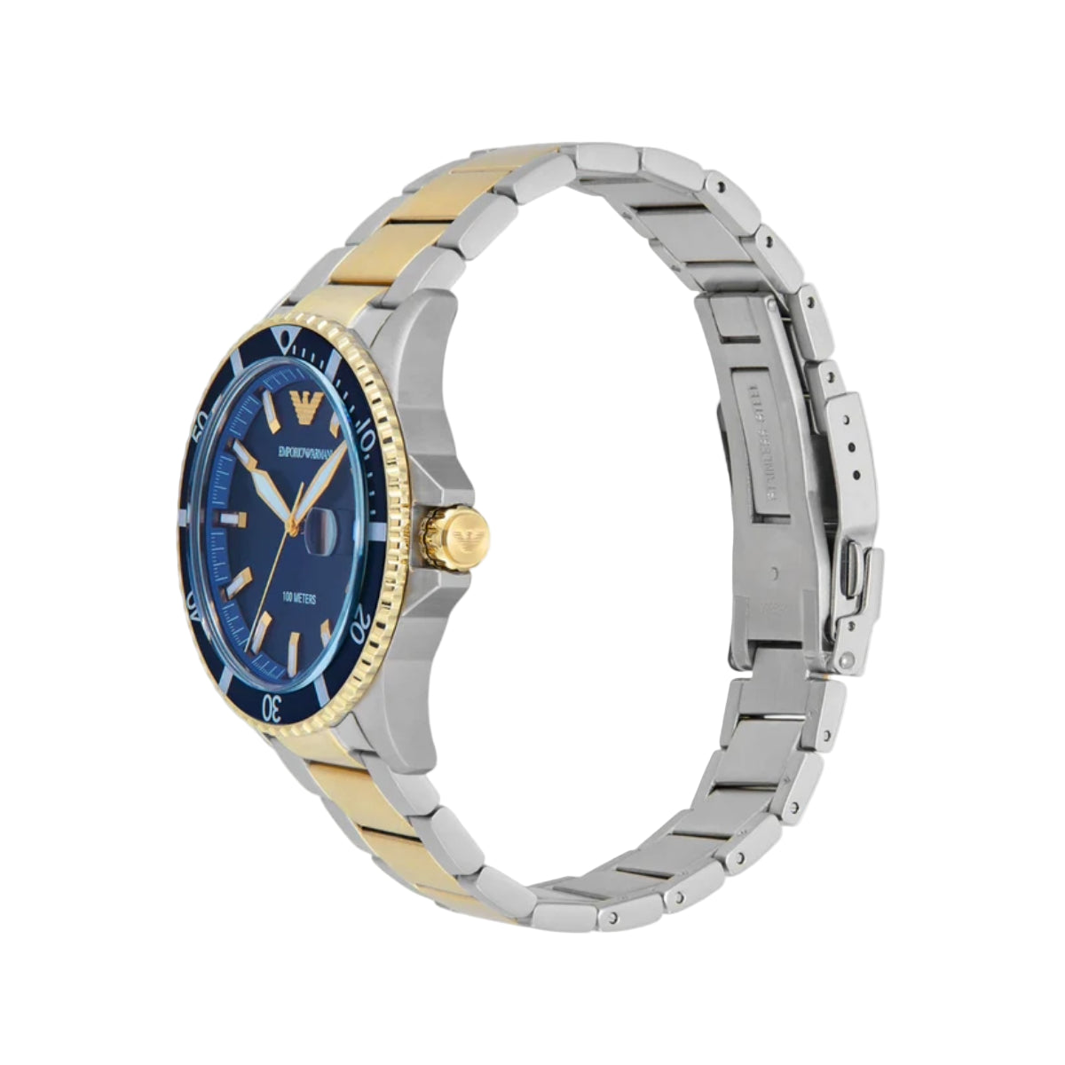 Emporio Armani Blue Dial With Date Two-Tone Men Watch AR11682