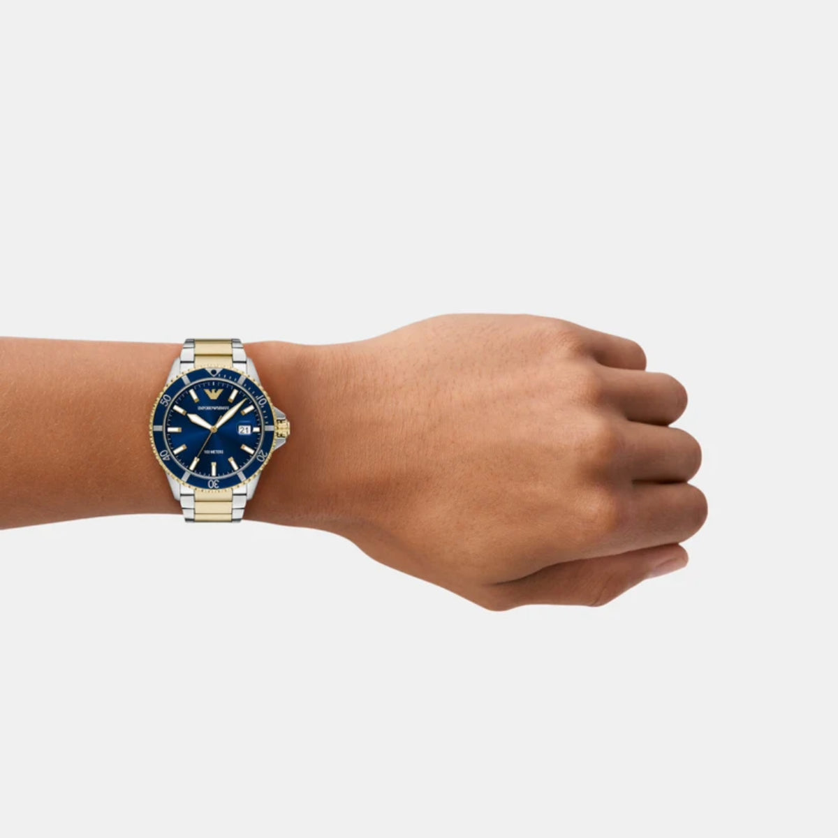 Emporio Armani Blue Dial With Date Two-Tone Men Watch AR11682