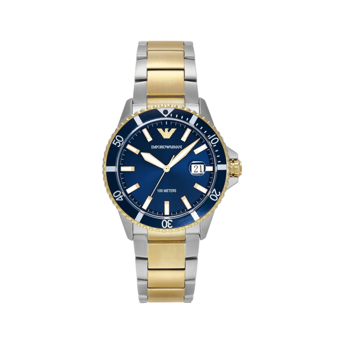 Emporio Armani Blue Dial With Date Two-Tone Men Watch AR11682