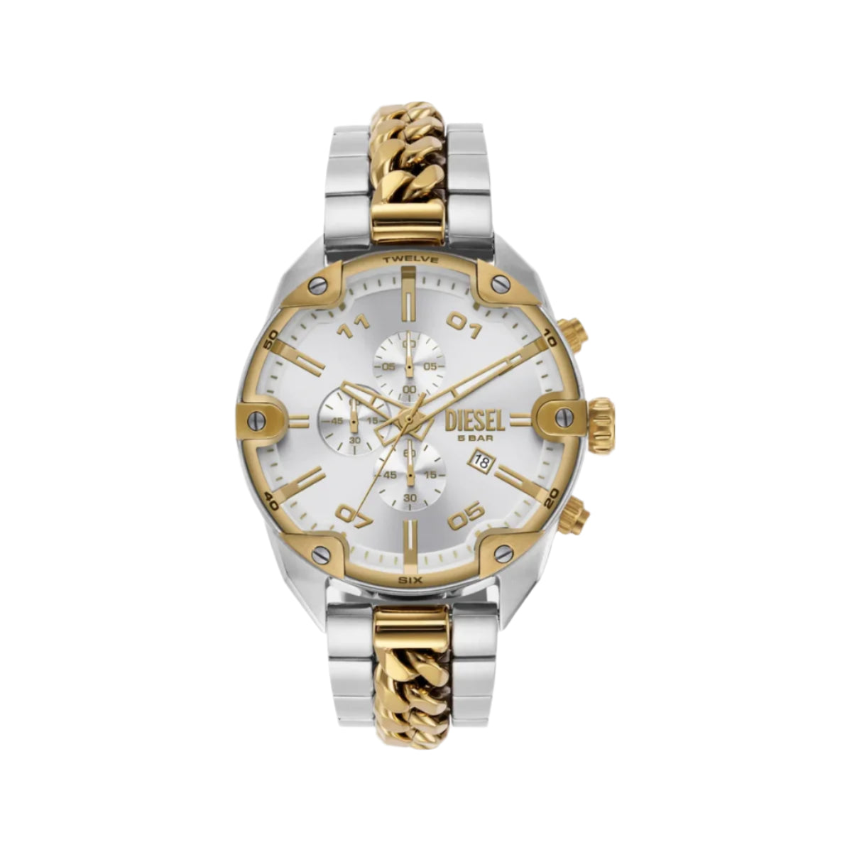 DZ4629 DIESEL | Silver Dial Spiked Chronograph Watch for Men