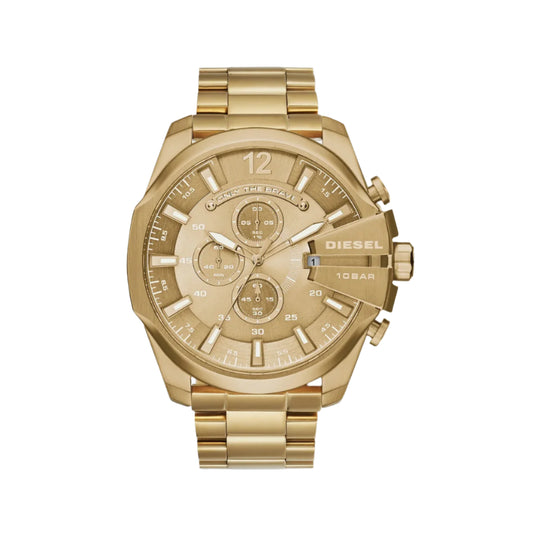 DZ4360 DIESEL | Mega Chief Chrono Gold Dial Watch (Men)