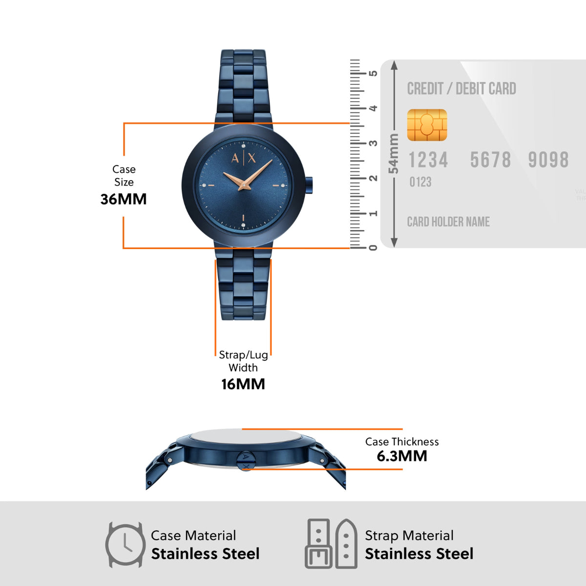 Armani Exchange Quartz Crystal Blue Dial Analog Watch For Women AX5175