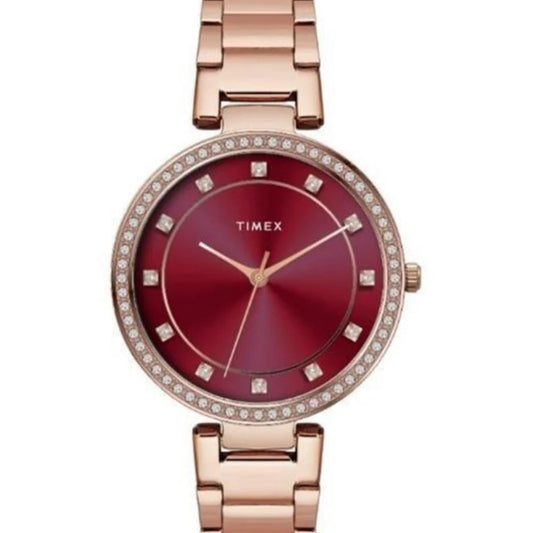 Timex Deep Red Dial Analog Women's Watch TWEL18724