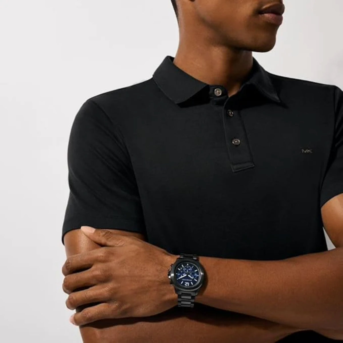 MK9193 Michael Kors Oversized Sage Blue Dial Black-Tone Watch (Men)