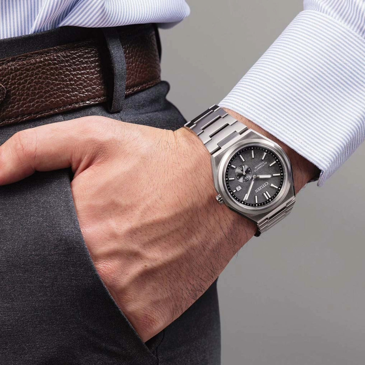 Citizen Grey Dial Zenshin Mechanical Watch (Men) - NJ0180-80H