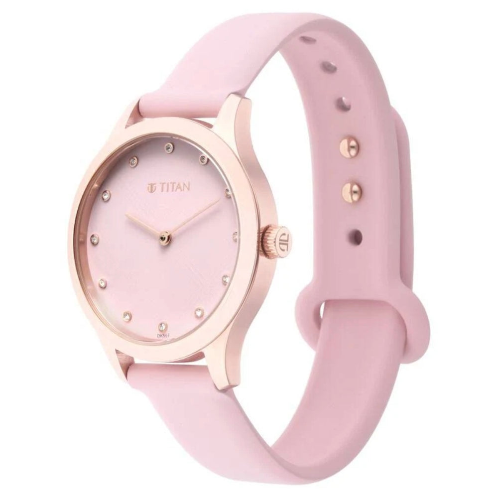 Titan Athleisure Pink Dial Analog Rubber Strap watch for Women NQ95125WP02