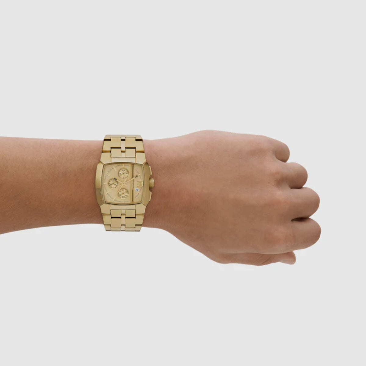 DZ4639 DIESEL | Cliffhanger Chrono Square Gold Dial Watch (Men)
