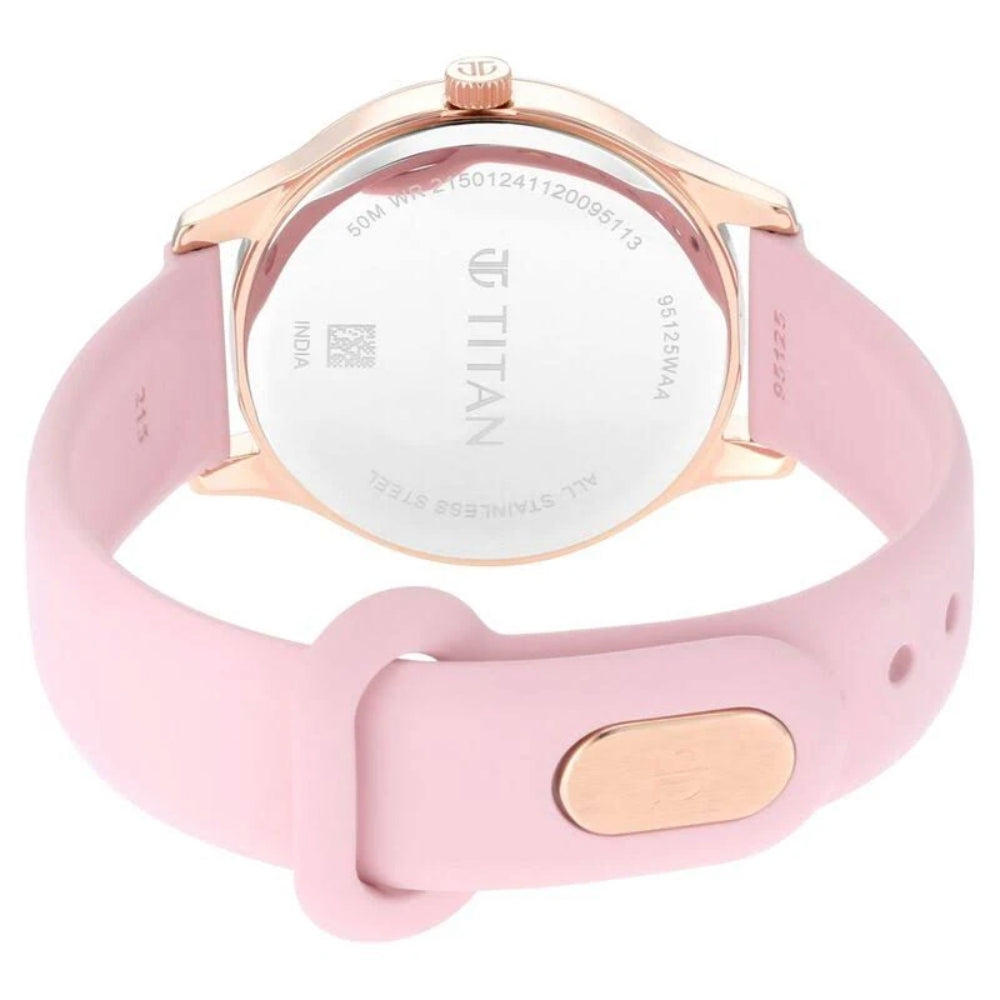 Titan Athleisure Pink Dial Analog Rubber Strap watch for Women NQ95125WP02