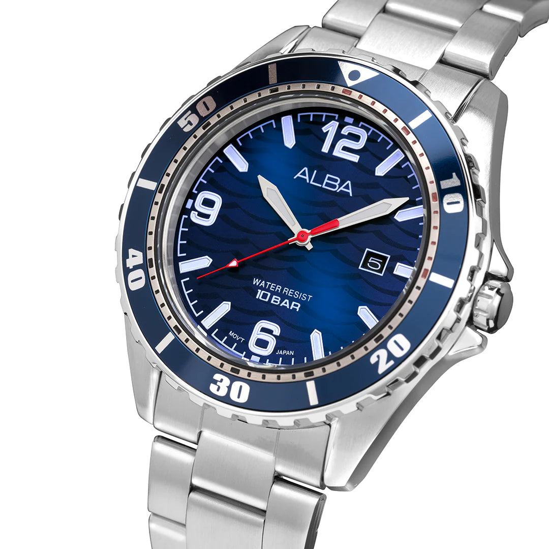 ALBA Blue Ripple Patterned Dial Men's Watch - AG8N47X1
