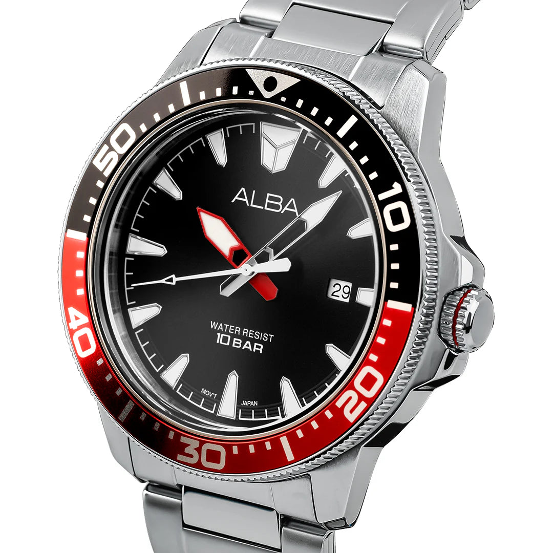 ALBA Black & Red Dial Quartz Men's Watch - AS9T99X1