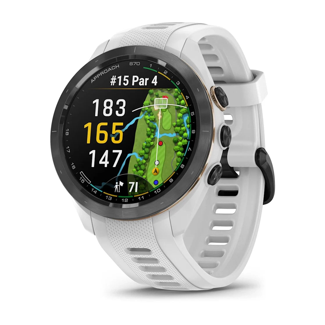 GARMIN Approach S70 42mm - Black Ceramic Bezel White Band Golfer Watch (Unisex)
