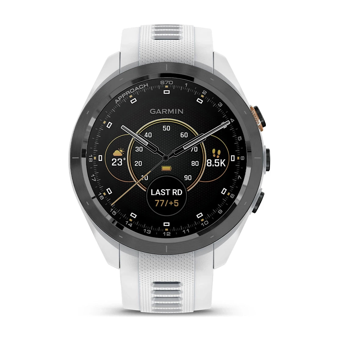 GARMIN Approach S70 42mm - Black Ceramic Bezel White Band Golfer Watch (Unisex)