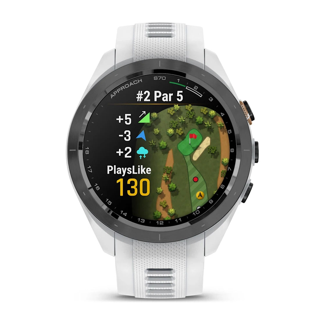 GARMIN Approach S70 42mm - Black Ceramic Bezel White Band Golfer Watch (Unisex)