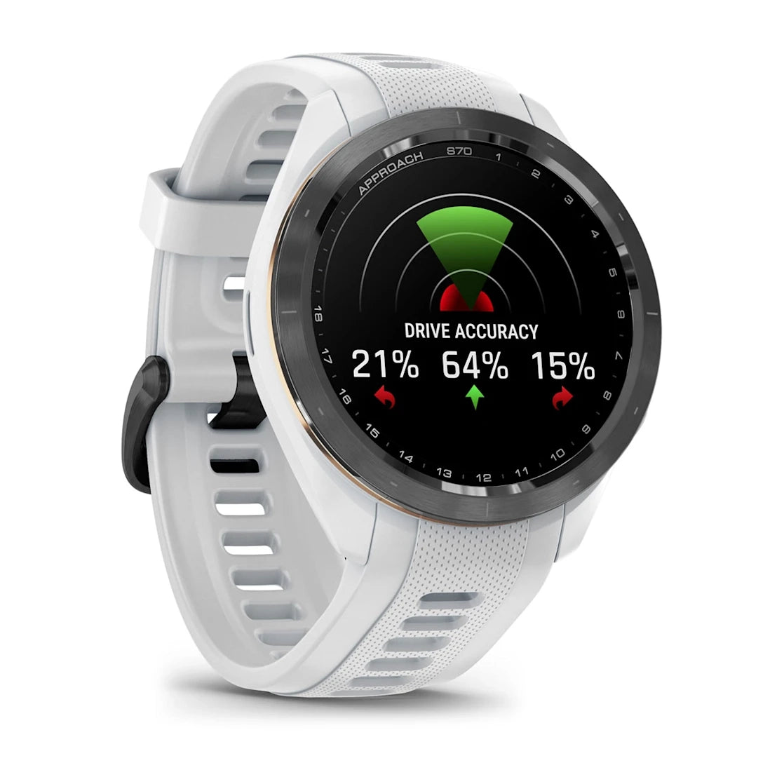 GARMIN Approach S70 42mm - Black Ceramic Bezel White Band Golfer Watch (Unisex)