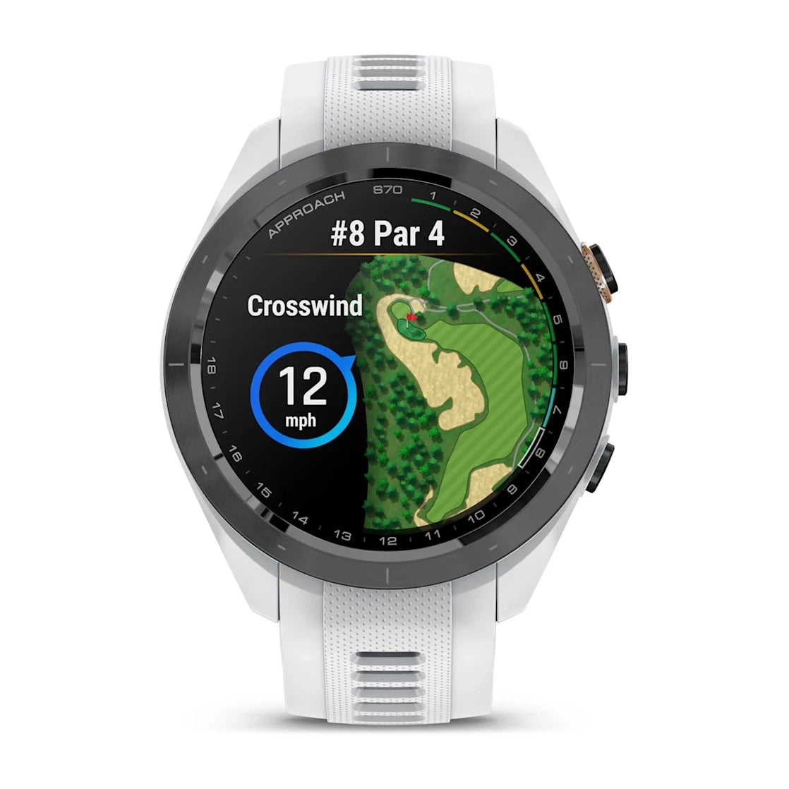 GARMIN Approach S70 42mm - Black Ceramic Bezel White Band Golfer Watch (Unisex)