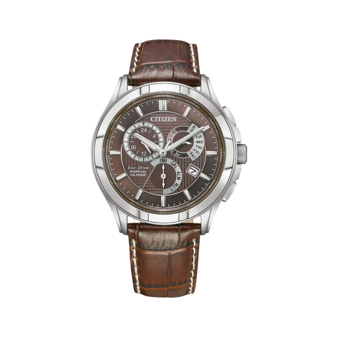 Citizen Eco-Drive Brown Dial With Leather Strap Chronograph Men Watch BL8160-07X